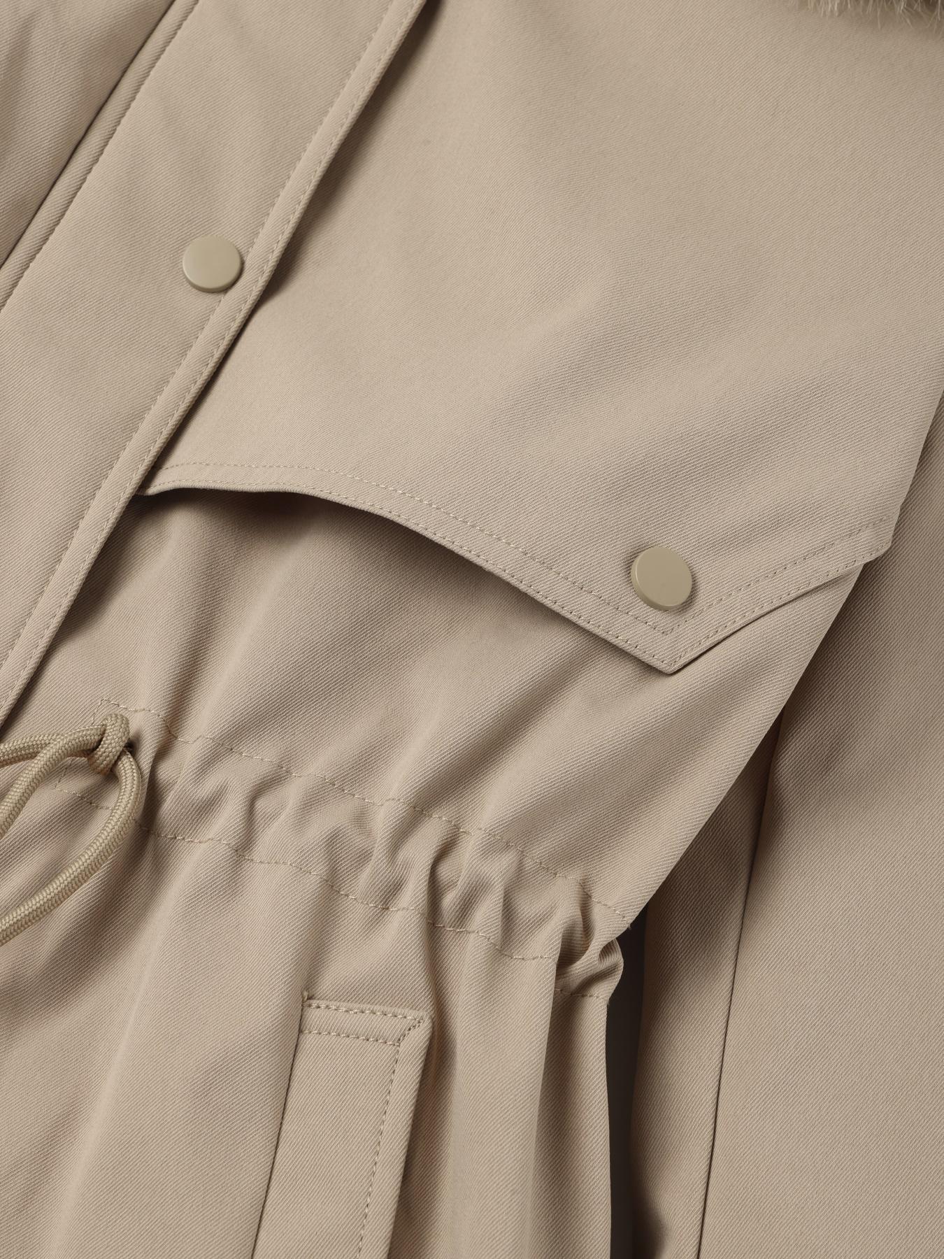 Women's Fall & Winter Faux Fur Hooded Coat, Long Drawstring Commuter Jacket, Casual Plain Design, Fitted Outerwear for Daily Wear