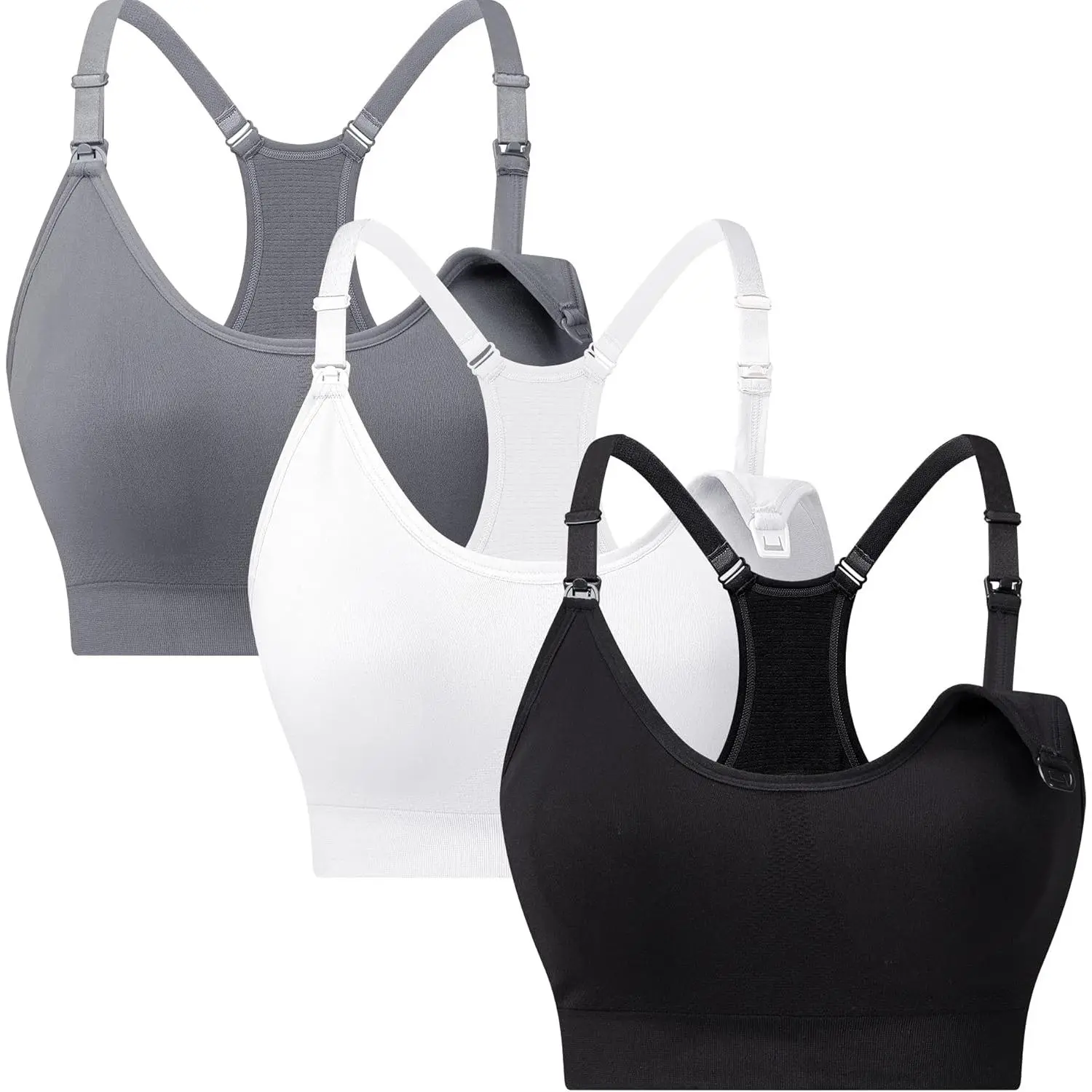 Women's Wireless Nursing Wear Set, 3-Piece Soft Fabric Sports Bralette for Pregnancy & Maternity Breastfeeding Support, Three Pieces