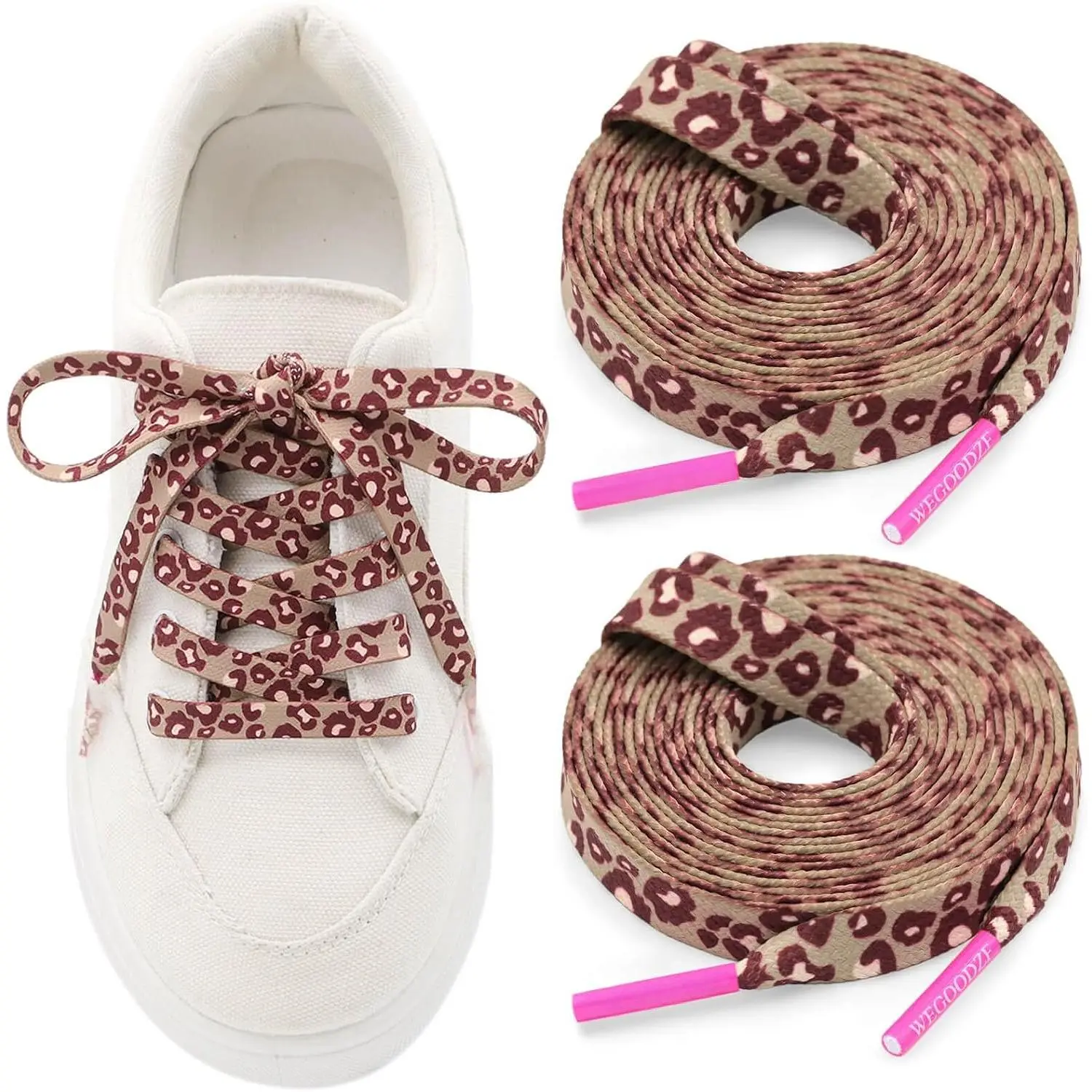 Leopard Print Shoe Laces: 2 Pairs 8MM   Shoelaces | 120CM/ Inch, Color Paper Box Package, 10  Patterns
