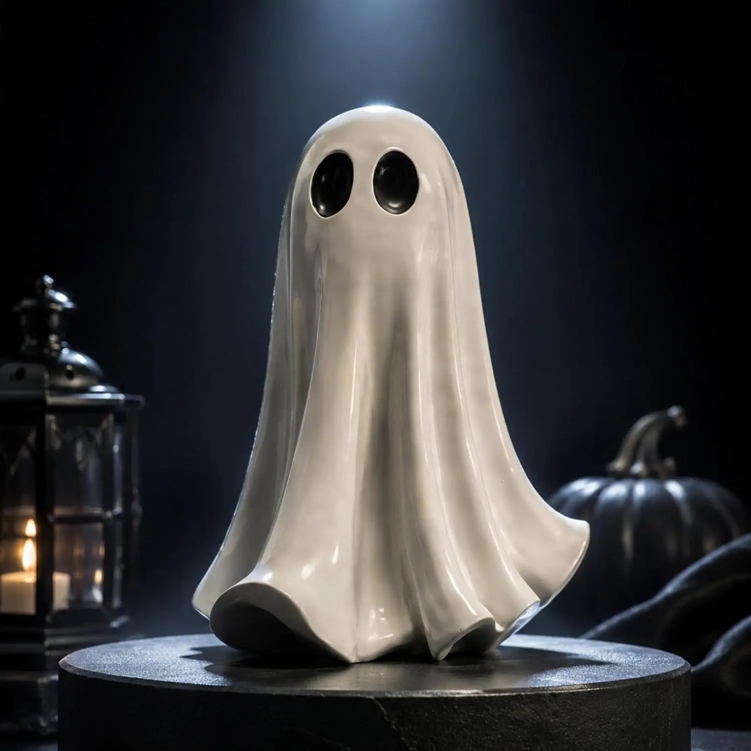Halloween Ghost Figurine, Spooky Resin Statue, Cute Ceramic Ghost Ornament, Desktop Decoration, Home Showcase, Halloween Props