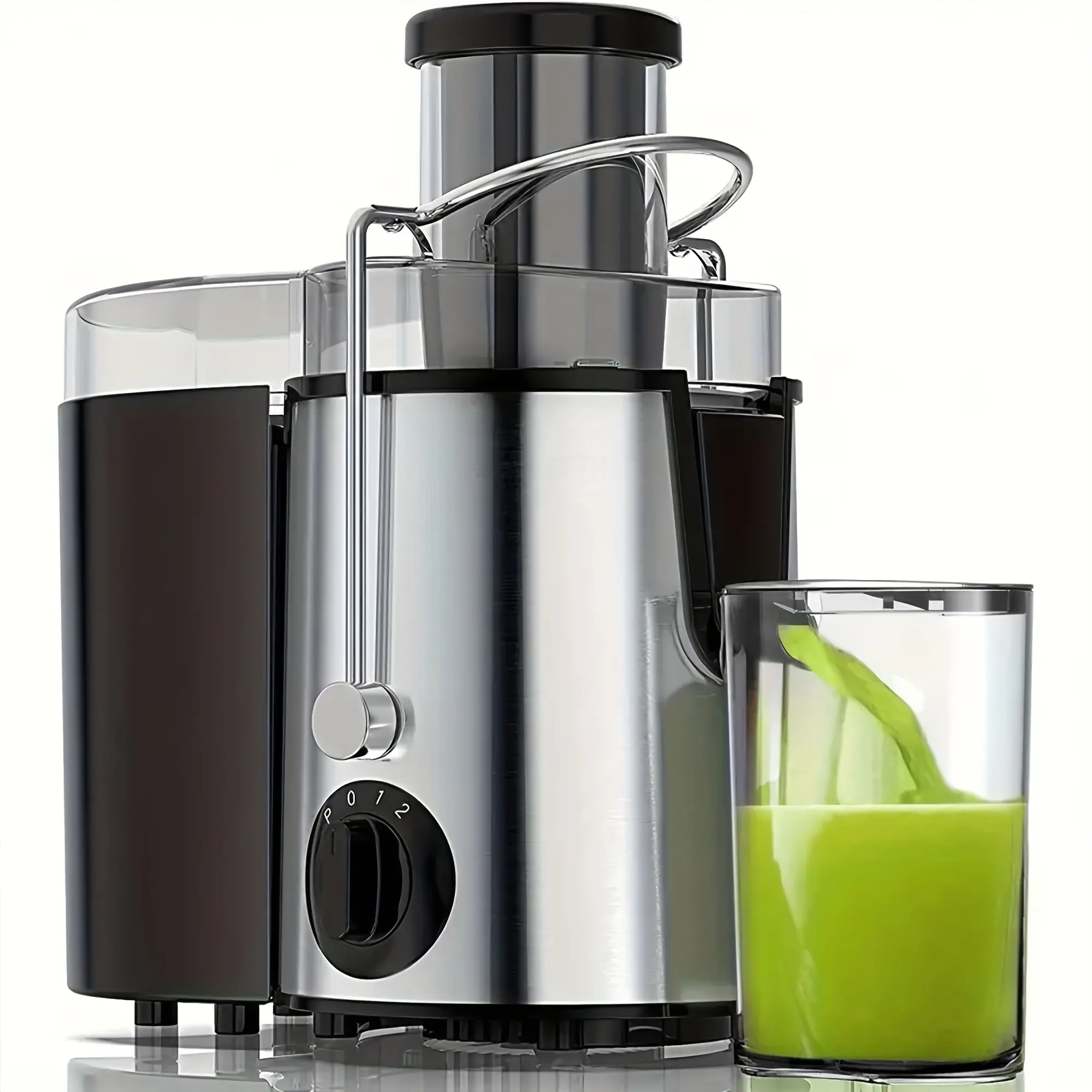 Household Multifunctional Juicer, Food Processor, Blender, Juice Extractor, Fruit Juicer, with Pulp Separation, Can Juice Various Fruits, 3-inch Wide-mouth Juicer Extractor, 3-speed Settings, Easy to Clean, Detachable, High Juice Yield