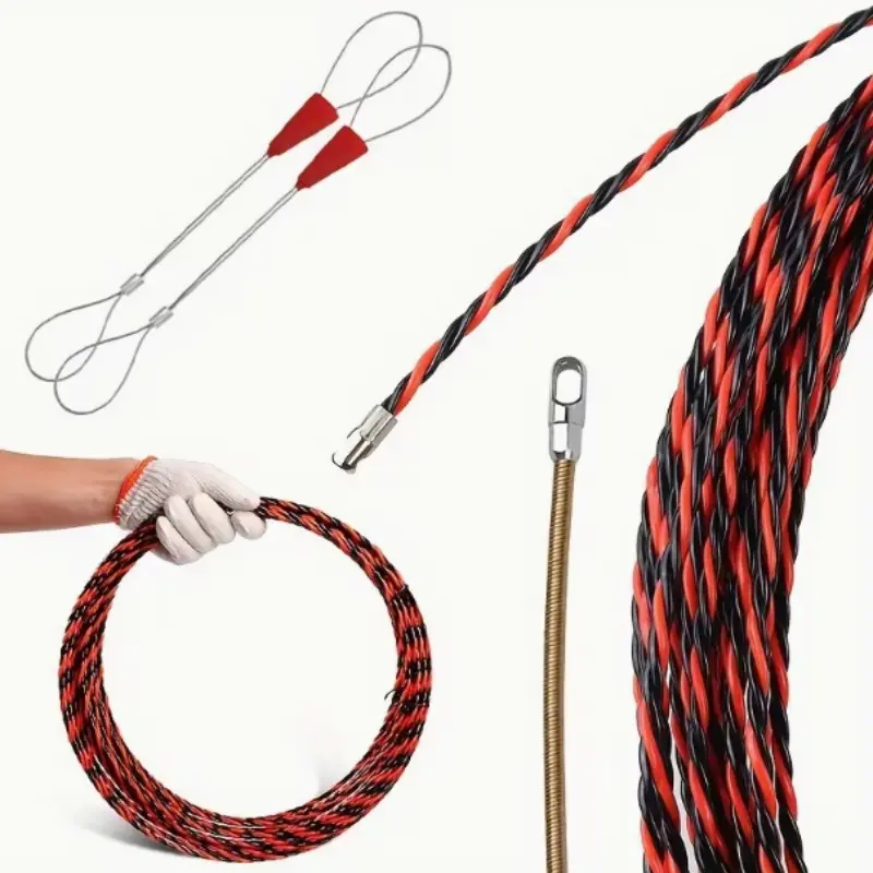 Steel Electrician Wire Puller, Solid Core Line Pulling Tool, Metal Reinforced Connector, Soft Head Smooth Wiring, Essential Electrical Tool