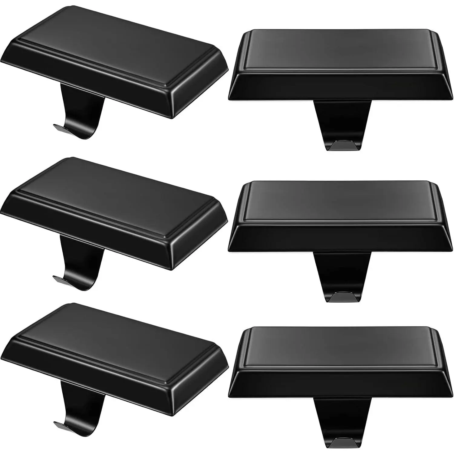 6 Pcs Christmas Stocking Holders for Mantel Metal Hanging Hooks Stocking Hangers for Fireplace Xmas Party Decoration(Black)