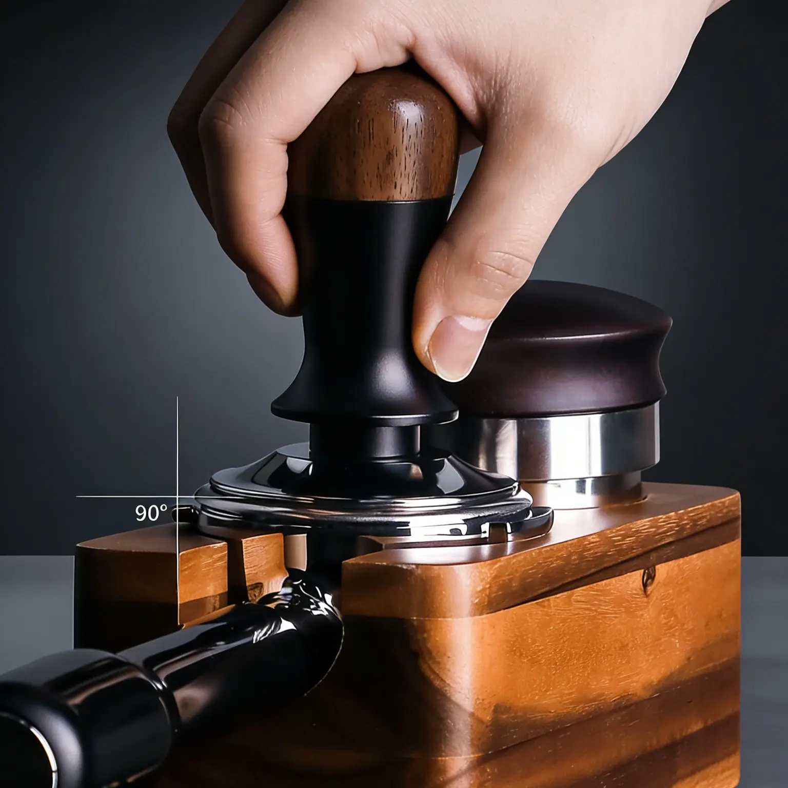Wood Handle Espresso Tamper, 30lbs Constant Pressure Coffee Press, Ripple Base Coffee Tamper Tool for Home Barista, Coffee Making Tools