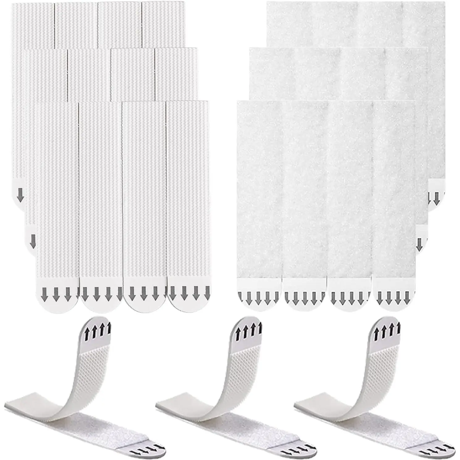 Heavy-Duty Hook Loop Picture Strips (12 Pairs) - No-Nail Adhesive Refills with Free Wall Picture Hangers for Wall Art, Smooth Surface Mounting of Poster Frames