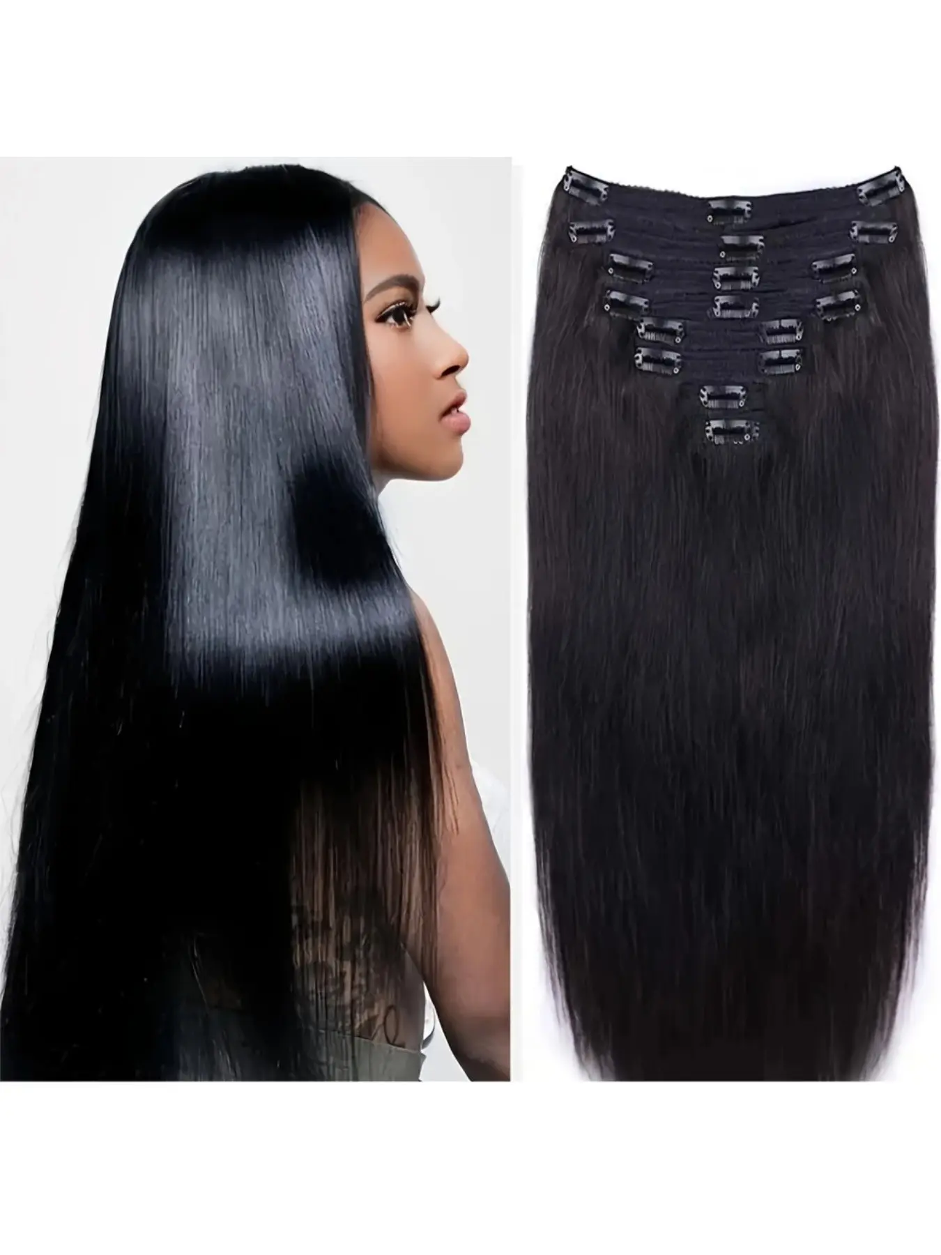 Clip in Premium Human Hair Straight Extensions for Women 14-28 Inch 100g 8Pcs 18 Clips 1B/4/4-27/613 Natural Black, Dark Brown,Highlight Ombre Honey Blonde Seamless Invisible Extension Soft Lightweight Natural Look Easy Install Hair Real Hair Extensions