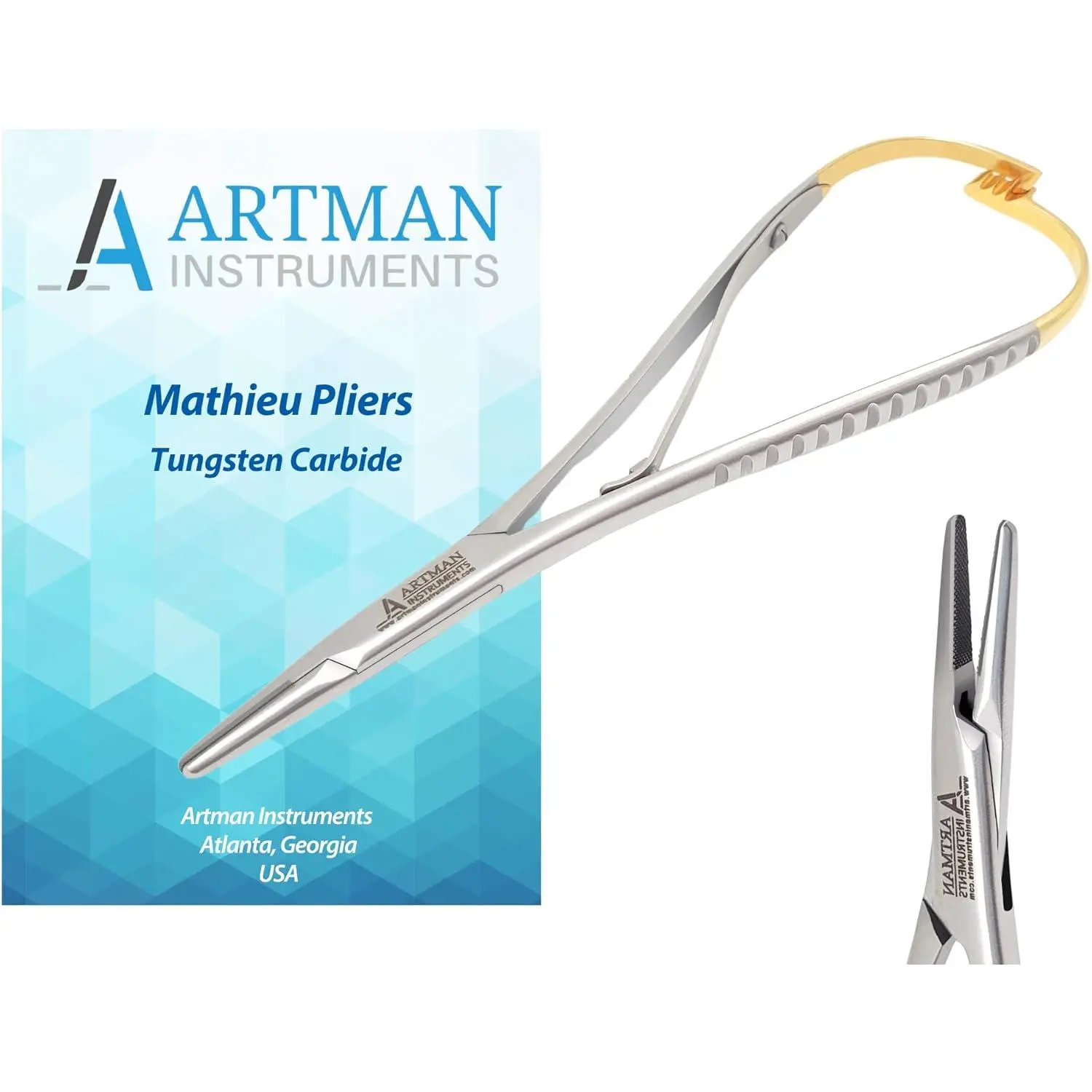 ARTMAN CarbideForce™ Mathieu Orthodontic Pliers 5.5" TC Ligatureparator Placing Instrument Orthodontic Lace back tightener