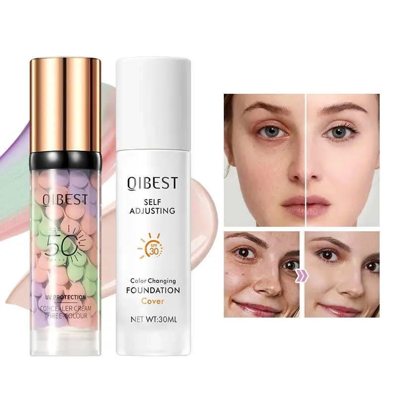 2-Piece Makeup Set | SPF50 UV Tri-Color Concealer Primer + Color Changing Foundation, hydrating, moisturizing and coverage-boosting, delivers long-lasting naturally flawless skin, suitable for all skin tones