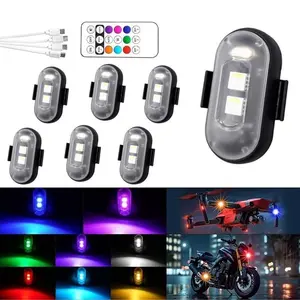Remote Control RGB LED Car Light USB Rechargeable Waterproof 7-Color Strobe Light for Cars Motorcycles SUVs Pickups ABS Material Micro USB Charging