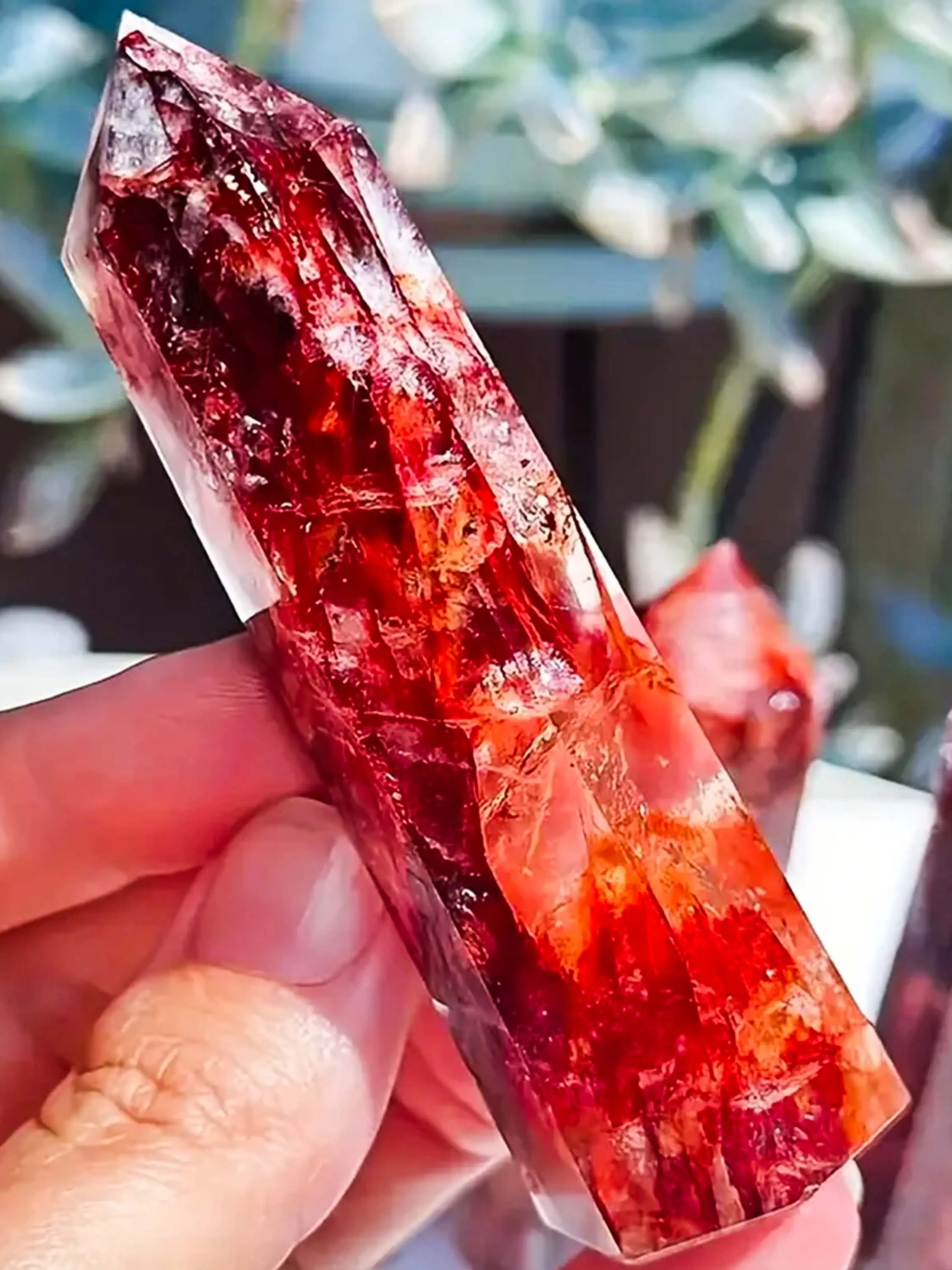 Rare Fire Quartz Tower Point, Rainbow Flash Bloodstone Quartz, DIY Gift, Home Decor, Holiday Present, Ideal for Crystal Enthusiasts