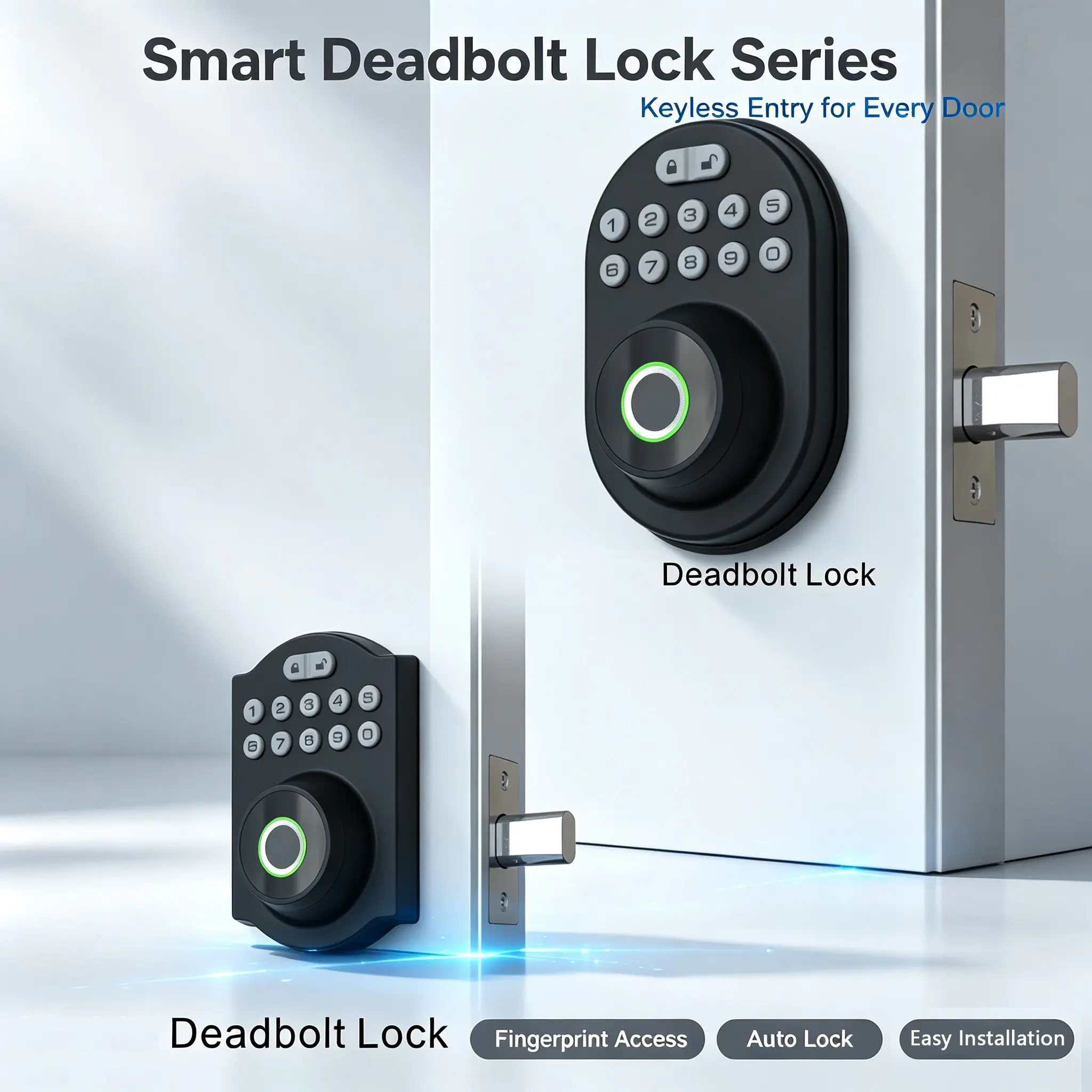 1 pc Smart Deadbolt Lock, Combination Lock, Keyless Door Lock, 4-In-1 Keyless Entry, Fingerprint/pin/mechanical/APP, for Apartment/home/office, Easy Installation