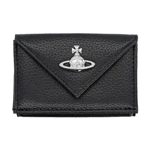 Vivienne Westwood Silver Metal Accented PU Wallet for Women, Black