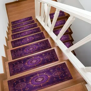 6/8/15 Piece Stair Mat Set, Base Gold Eye Magic Array, Indoor Outdoor Non-Slip Carpet, Modern Style, Perfect Home Decor