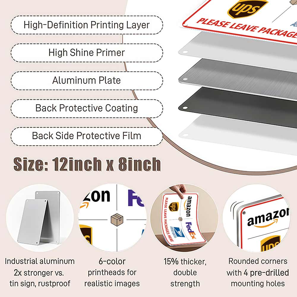 Please Leave Packages Here Metal Sign 12x8 In Aluminum, Vintage Delivery Tin Sign for Home, Porch, Entryway, Retro Package Drop Off Wall Art for Amazon, FedEx, 12x8 Inch Aluminum Plaque Please Leave Packages Here Metal Sign 12x8 In Aluminum, Vintage Delivery Tin Sign for Home, Porch, Entryway, Retro Package Drop Off Wall Art for Amazon, FedEx, 12x8 Inch Aluminum Plaque