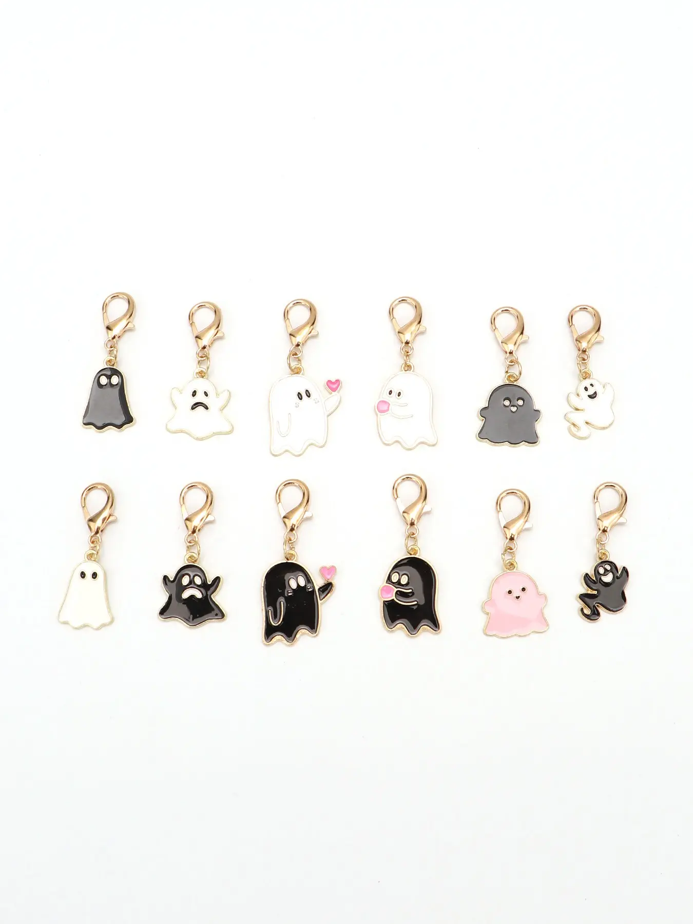12pcs Halloween Ghost Keychain Set, Zinc Alloy Funny Accessories, Pocket Embrace Ghost Series, Unique Gift Idea for Horror Fans, Cool Keychains