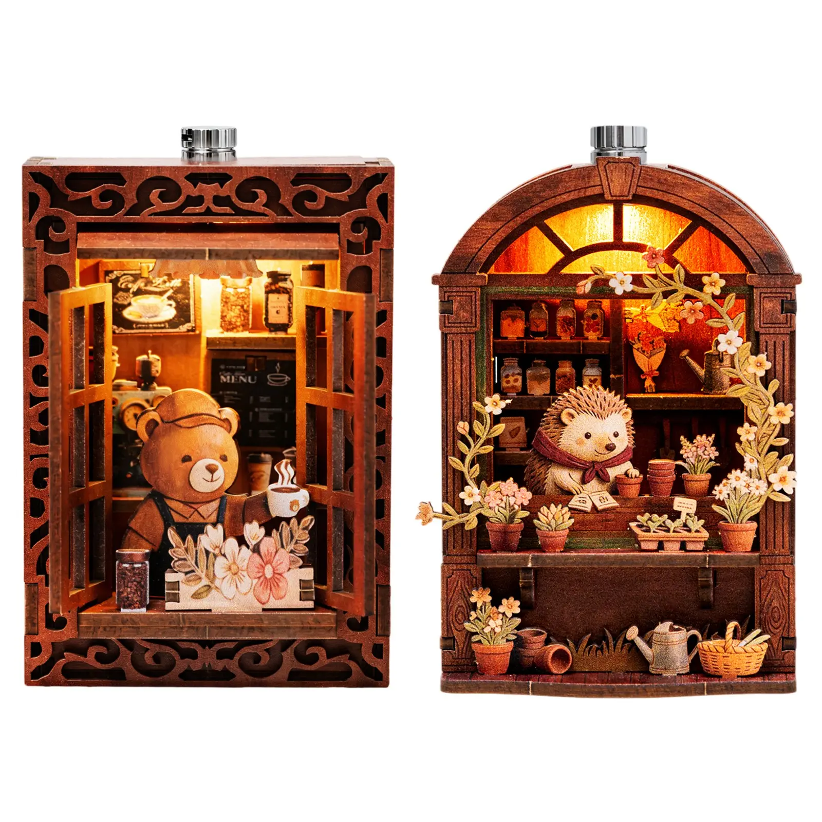 Cartoon DIY Refrigerator Stickers, Refrigerator Magnets Set, Magnetic Flexibility, Wooden Building Blocks, 3D Puzzle with Lights, Lighting, Home Decoration, Creative Decoration