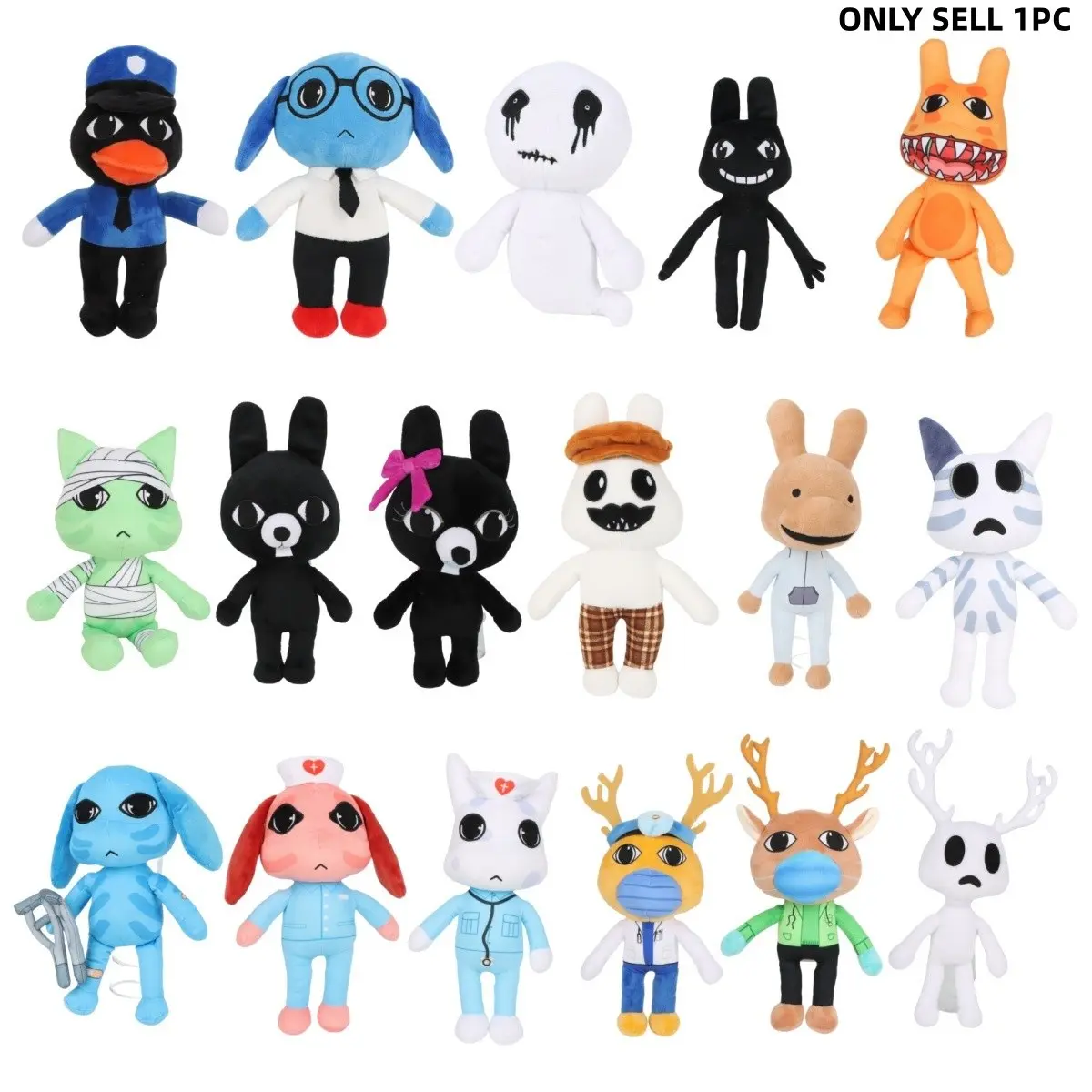 Animal Hospital Plush Toy, Creepy Bunny Doctor Nurse Police Ghost, Soft Plushie Collectible Gift, Halloween & Game Lovers