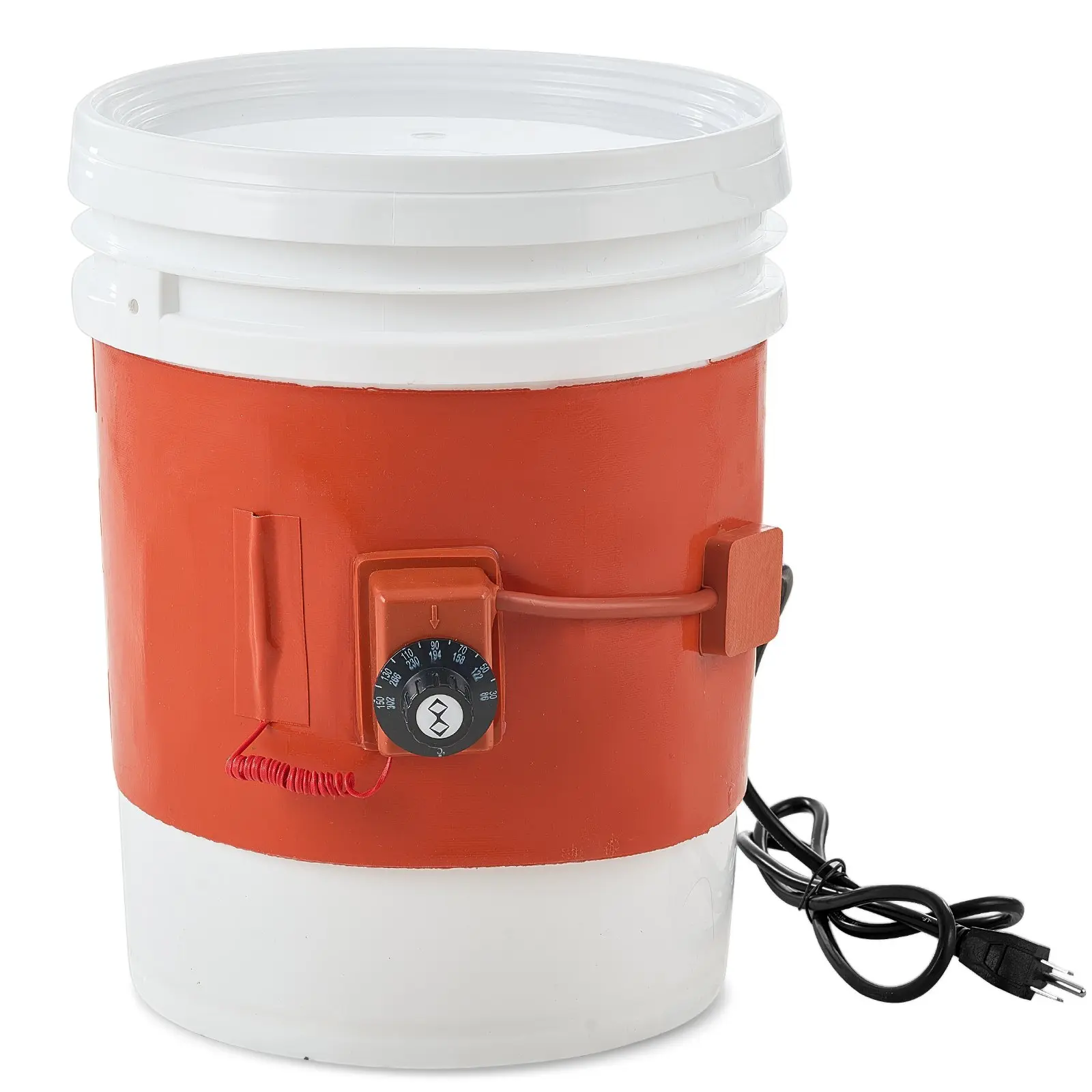【DealsForYouDays】VEVOR 800W Full-Wrap Silicone Band Metal Drum Heater DHB-5-KT-7.75, 7.75 in Width for 5-Gal Drums, 86-302℉ (-30℃-150℃) Temp Control Adjustable Thermostat, High-Efficiency Silicone Grease Keg Heater, 1.65 lbs, FCC Listed, Orange, 800 W, St