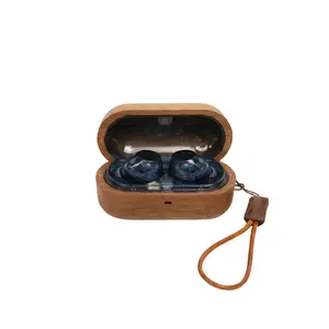 For Sony Wf-C710n Walnut Wood Earphone Case, Real Wood Material, Original Wood Style, Detachable Design, Full Coverage, Lanyard Hole, Charging Port & Reset Button