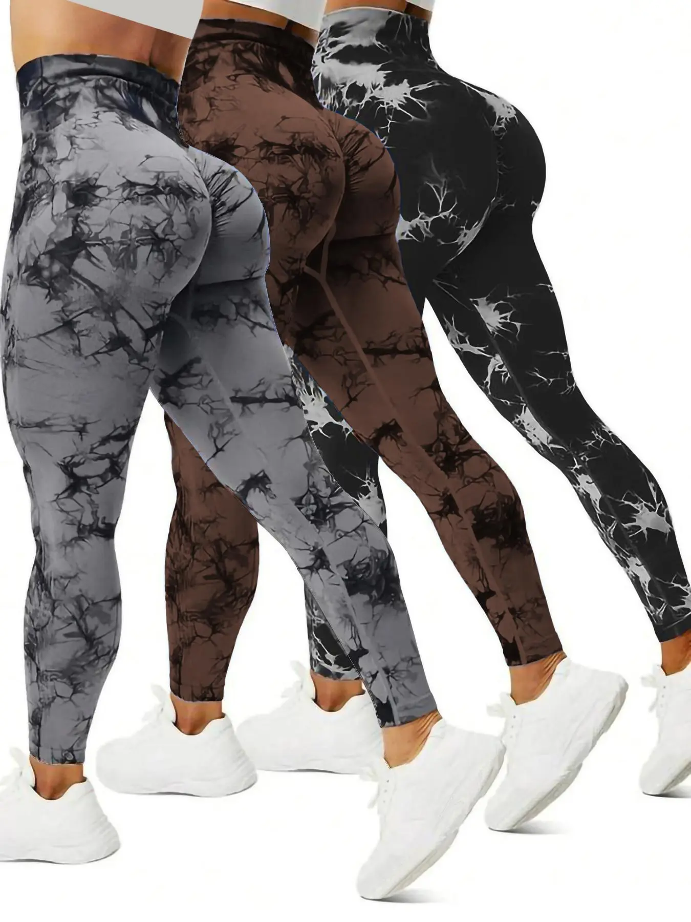 Qfen Sport High Waist Tie Dye Skinny Trousers, Elastic Animal Print Gym Yoga Pants, Athletic Wear for All Seasons, Women's Activewear, Gym Exercise Activewear, Fitness Pants