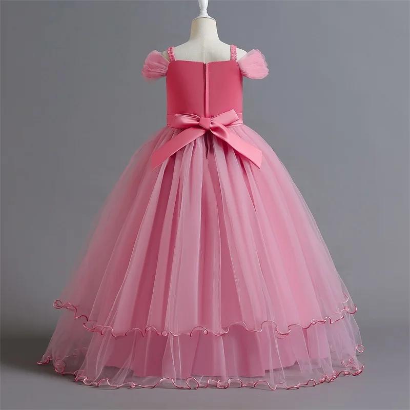 Teen Girl Bridesmaid Dresses for Wedding 12 14 Yrs Formal Evening Prom Long Gown Flower Elegant Birthday Party Princess Dress