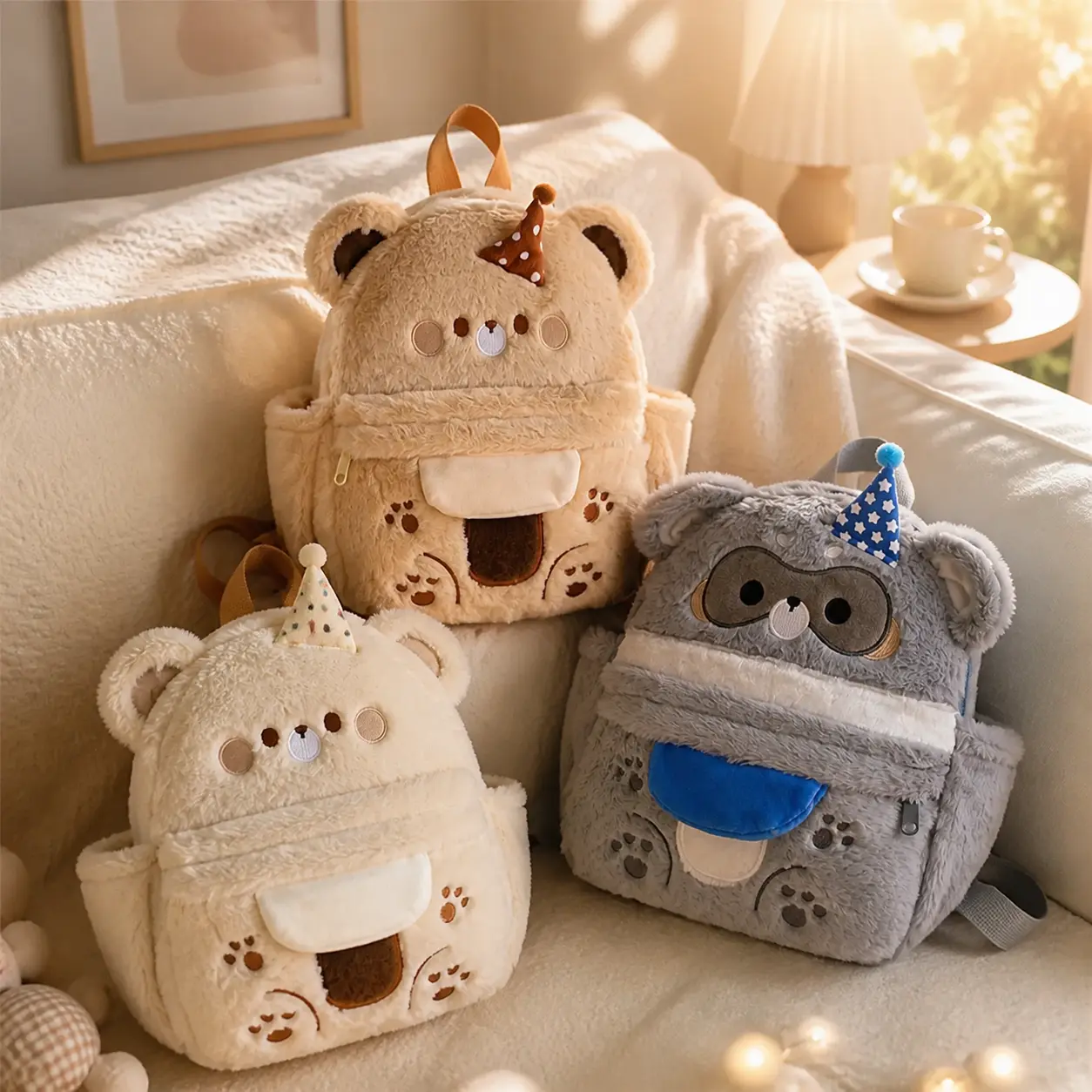 Soft Plush Teddy Bear Backpack for Toddlers - Large Capacity Kids' Backpack with Playful Cute Cartoon Design, Safe Materials for Kindergarten Boys and Girls