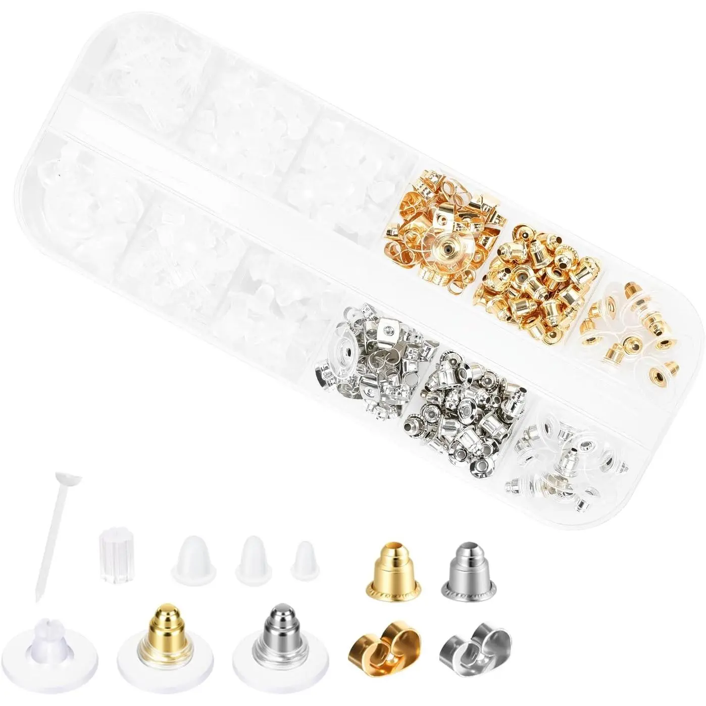 425 count Soft Earring Backs Replacements  Ear Ring Locking Backings Rubber Earrings Flat  for Studs Plastic  Stoppers Backing for  Earring Hole Saver  12 Styles