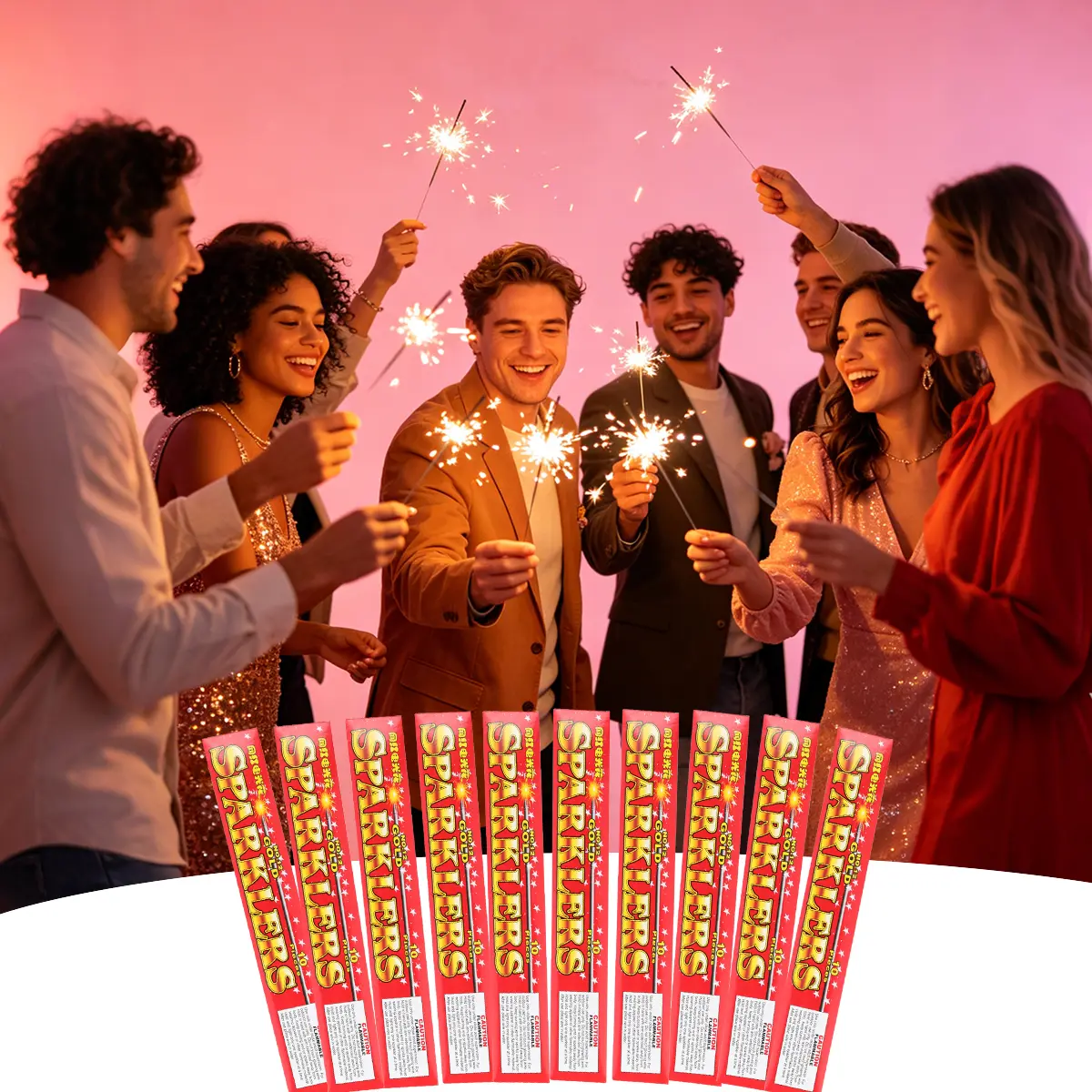 12 in Sparklers Sticks (100pcs) - Golden Sparks, Long Burn, Steady Flame Festive & Party Supplies Gifts for Wedding Send-Off, Birthday Party