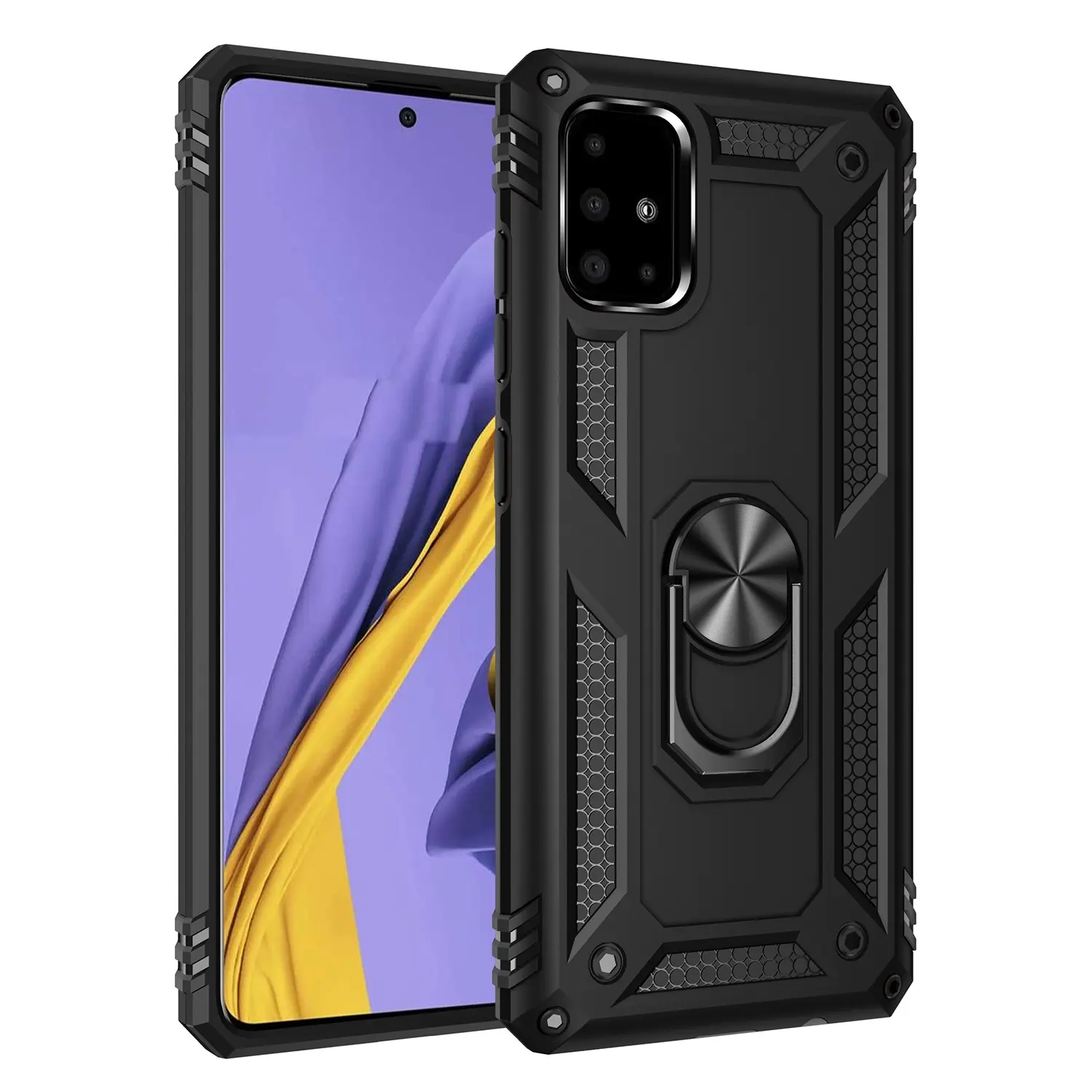 Case for Samsung Galaxy A51/A51 4G Military Grade Durable, 360° Adjustable Metal Ring Stand, Shockproof Hard Shell, Anti-Slip, Wear-Resistant, Shockproof Kickstand Cover for Samsung Galaxy A51/A51 4G Case