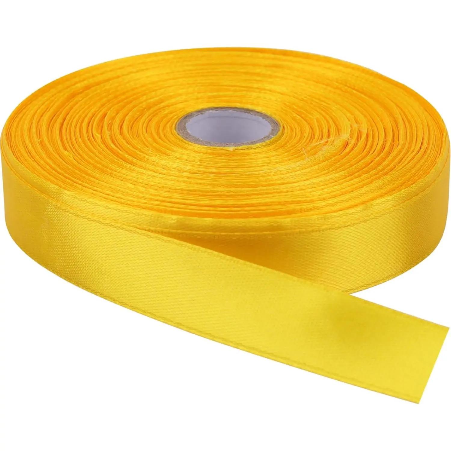 Single-Faced Sash Yellow Ribbon - 5/8 Inch x 50 Yards Bulk Roll - Decorative Gift Wrapping, Crafting, Hair Bows, Wedding Party Decorations