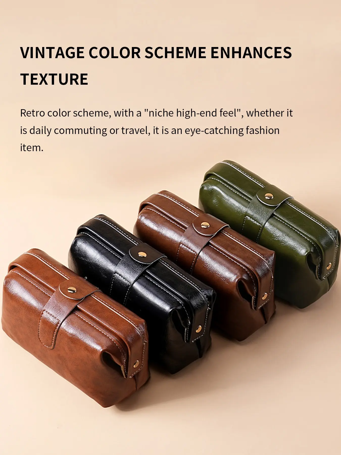 Women's Vintage Soft Leather Lock Handbag, Cosmetics Organizer Bag, Elegant Evening Clutch, Perfect for Parties & Events