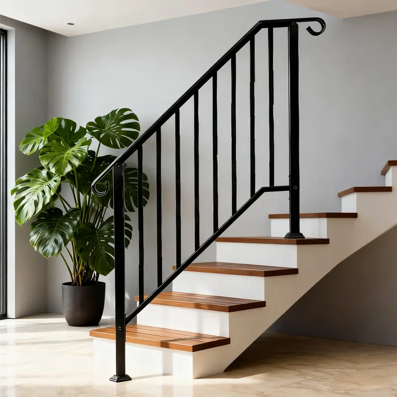 ARCH 4 Step Galvanized Steel Hand Rail for Outdoor Steps with Curved Ends and Safety Balusters, Exterior Railing for Porch, Deck, or Indoor Stairs, Complete Installation Kit Included, Durable Metal Stair Rail, Home Furniture and Household Product