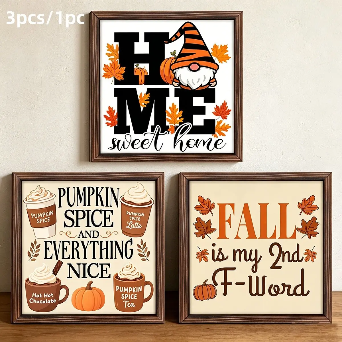 Sweet Home Wall Art, Pumpkin Spice Kitchen Decor, Fall Decoration, Harvest Festival, Rustic Home Style, Wooden Frame, No Drilling, Thanksgiving Decor