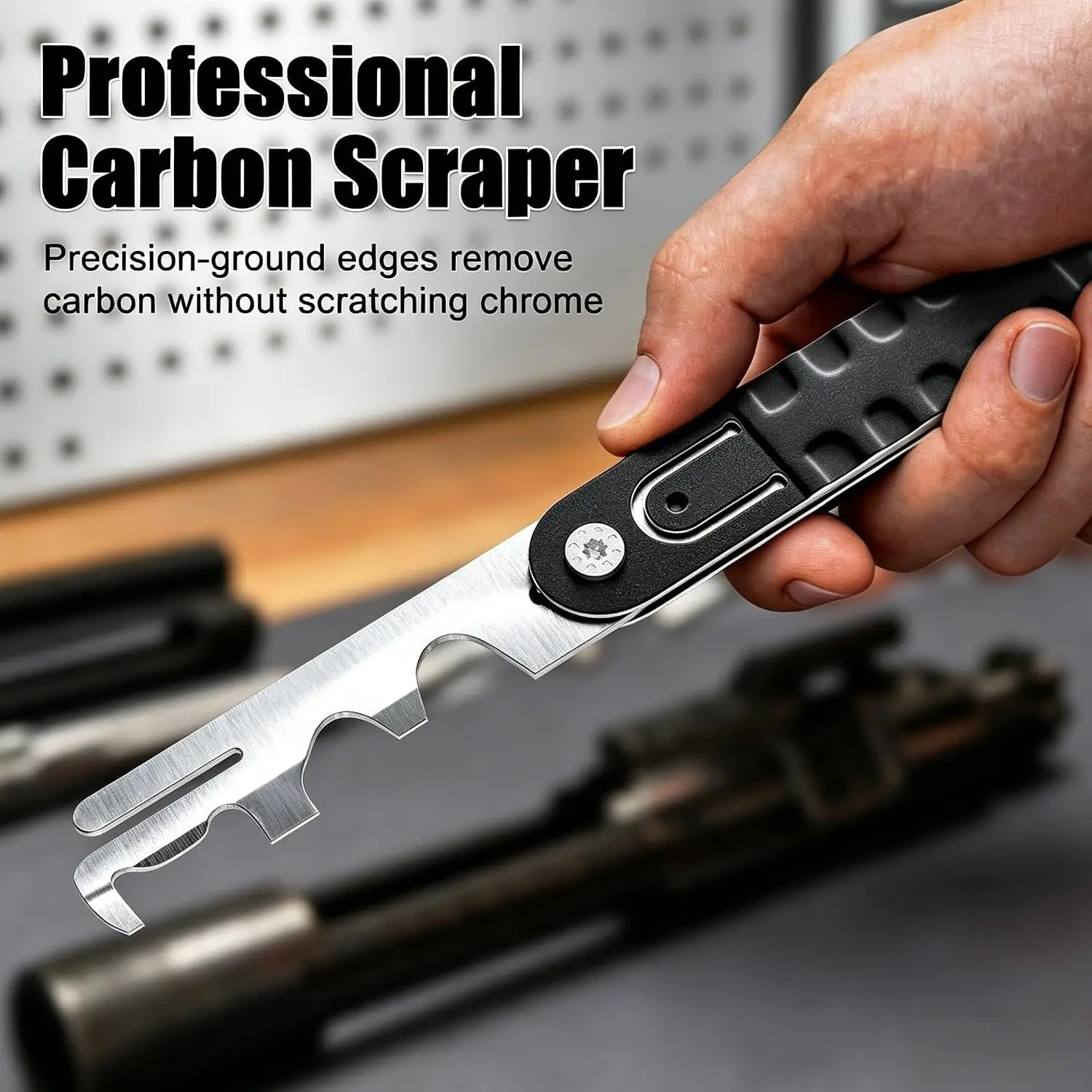 Carbon Fiber Multi-Function Tough Scraper Tool, Stainless Steel Ergonomic Handle, Ideal for Outdoor Gear Cleaning and Maintenance