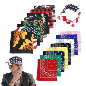 16 Pack Multipurpose Paisley Printed Polyester Bandanas, 22x22 Inch Assorted Color Novelty Head Scarf for Men Women Kids