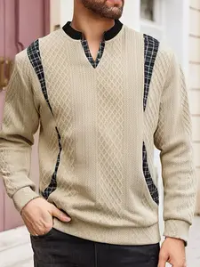 Men's Spring Knit Long Sleeve Slim Fit Sweatshirt, Casual Solid Color Pullover, Essential Daily Wear, Trendy and Simple Design