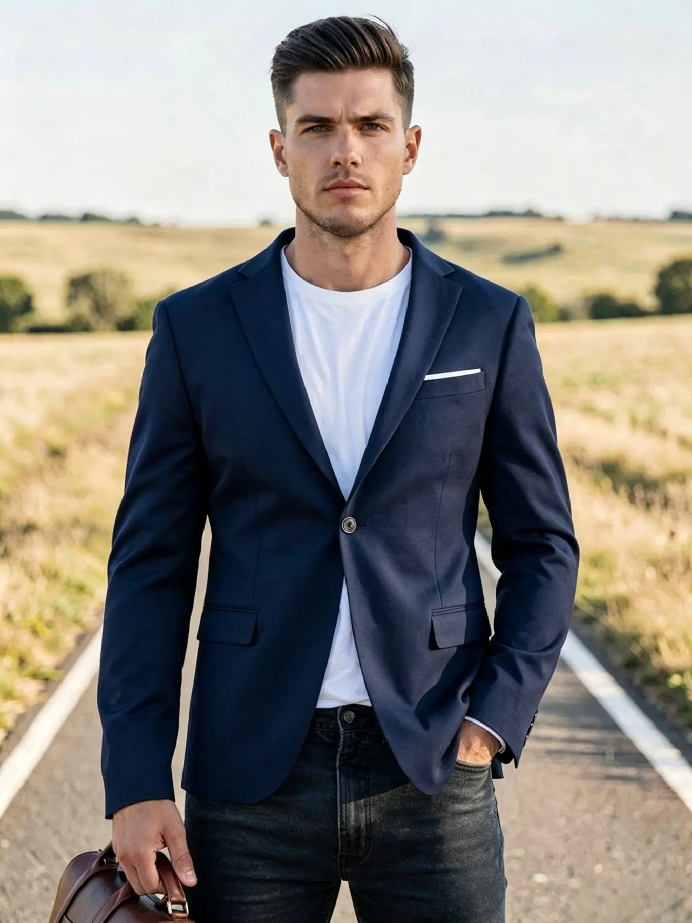 Men's Dapper Blazer Solid Color Slim Fit Notch Lapel Elegant Wedding Party Office Jacket
