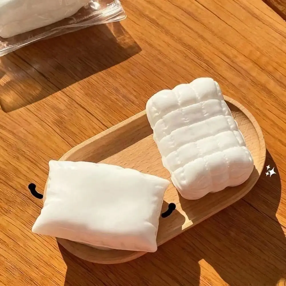 Fun Squishy Soap Fidget Toy Milk White Squishy Texture Stress Relieving Toy Square Soap Relieve Anxiety Squeeze Toys Office Use