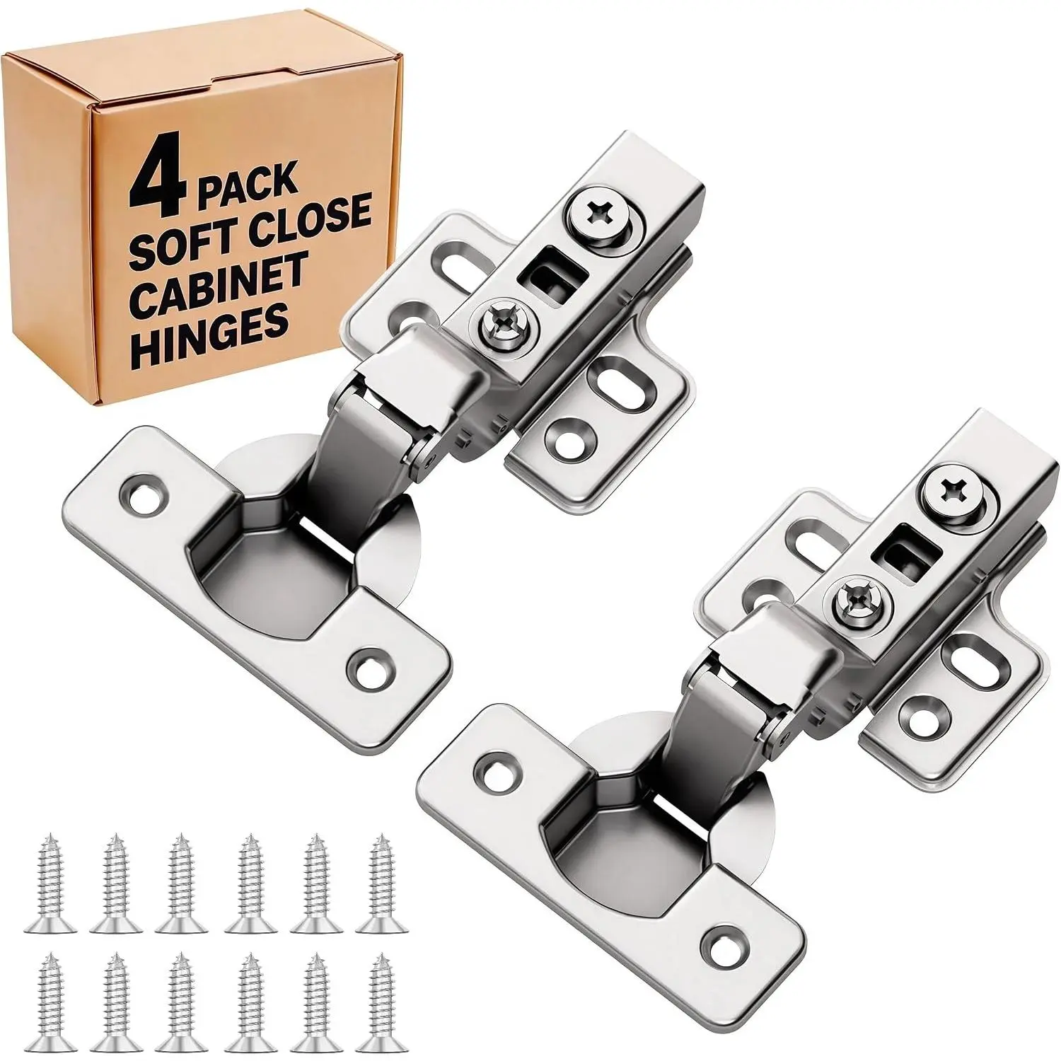 4 count Frameless Inset Cabinet Hinges, Soft Close European Concealed Hinges with 50%  Install & Clip- Plate, 105°  Adjustment, Heavy Duty Cabinet Door Hinges for Frameless Cabinets
