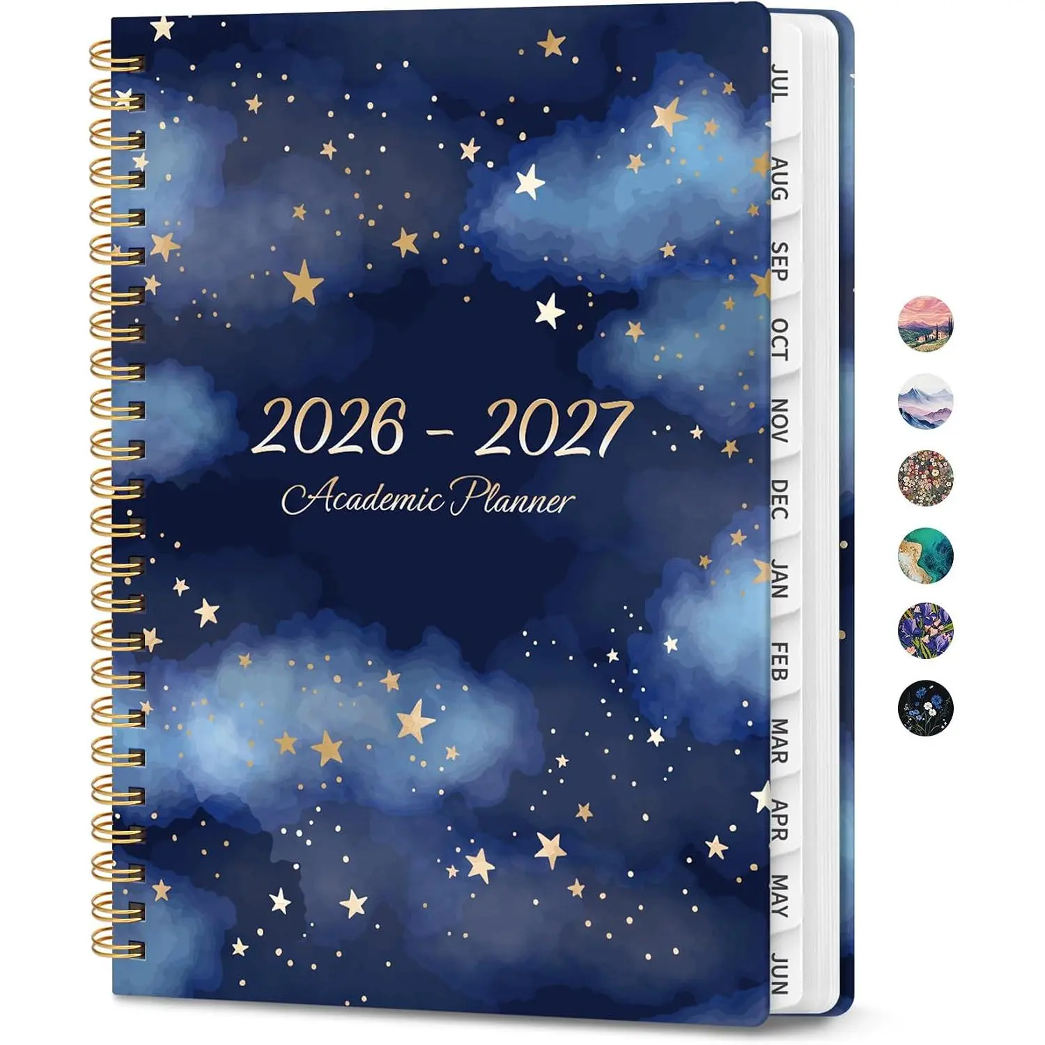 2026-2027 Cute Hardcover Weekly & Monthly Calendar Planner (Jul 2026-Jun 2027, 6.3"x8.5" Night Cover, Monthly Pages) with Tabs for Students, Office School Supplies