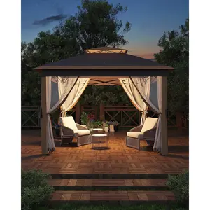 Heavy Duty Outdoor Canopy, 11x11ft Pop Up Gazebo with Mesh Screen & Mosquito Netting, Water and UV Resistant, Full Kit with Carry Bag for Yard Activities