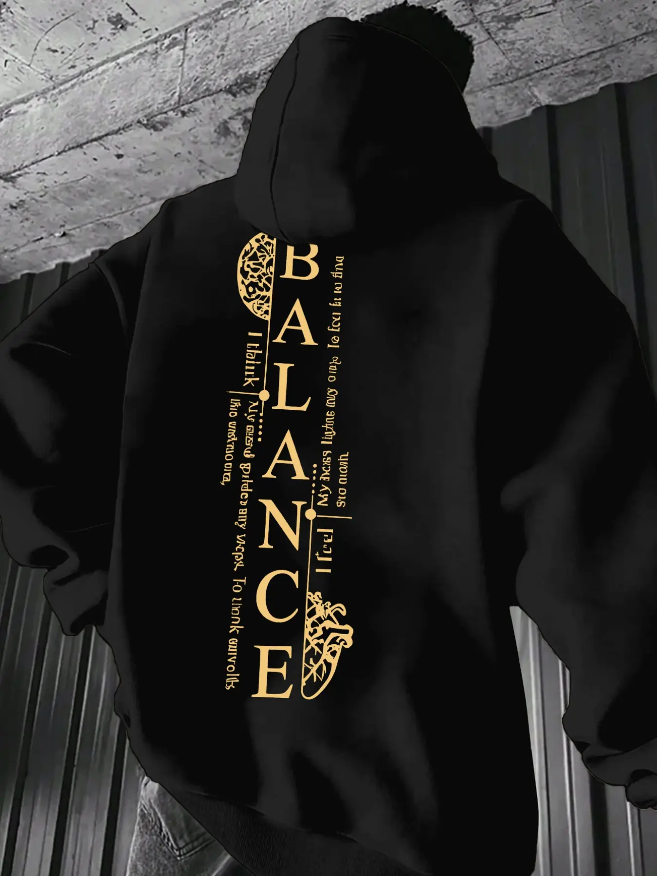 Drawstring Pocket Hoodie, Drawstring Pocket Hoodies, Front & Back BALANCE Vintage Letter Graphic Print Minimal Streetwear Casual Long Sleeve Sweatshirt #BalanceHoodie #VintageLetterTop #MinimalStreetwear #DualPrintHoodie #TikTokMadeMeBuyIt