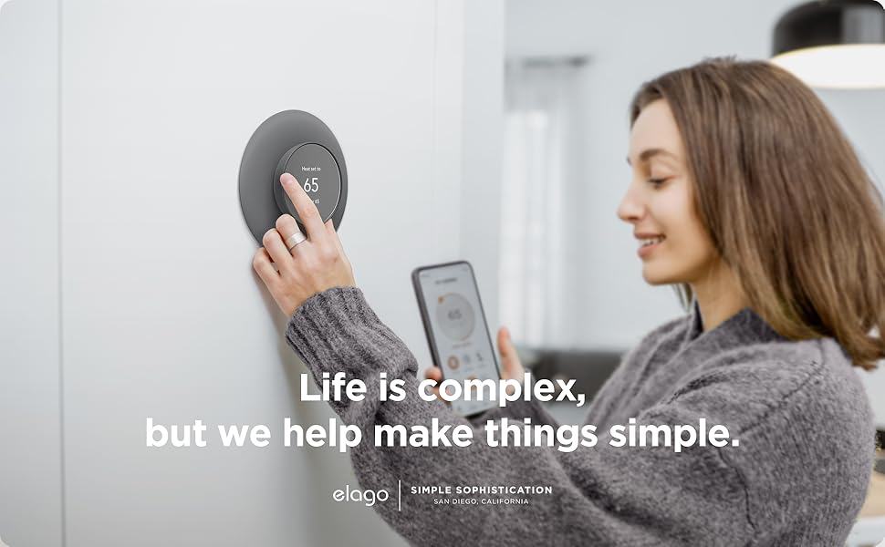 Wall Cover Plus 2 Compatible with Nest Thermostat 2020 [Charcoal] - Polycarbonate, Easy Installation, Complementary, Perfect Fit