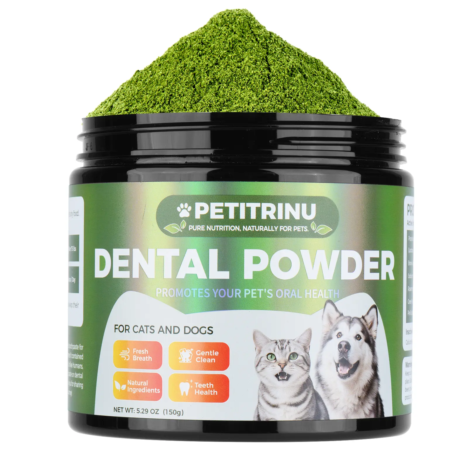 Dr. Woo Pet Oral Care Dental Powder Set for Dogs & Cats - 150g Natural Powder with Gentle Cleansers, Gel, Finger Brush, Freshens Breath, Reduces Plaque & Tartar, Suitable for All Ages