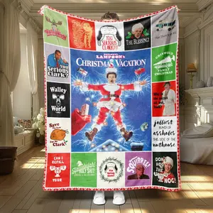 Creative Christmas Themed Flannel Blanket, Adult & Baby Size Ultra Soft Throw Blanket, Cozy Air-conditioned Room Cover, Warm Nap Blanket for Living Room, Bedroom, Home Office, Road Travel & Outdoor Camping Holiday Decor Gift birthday gift
