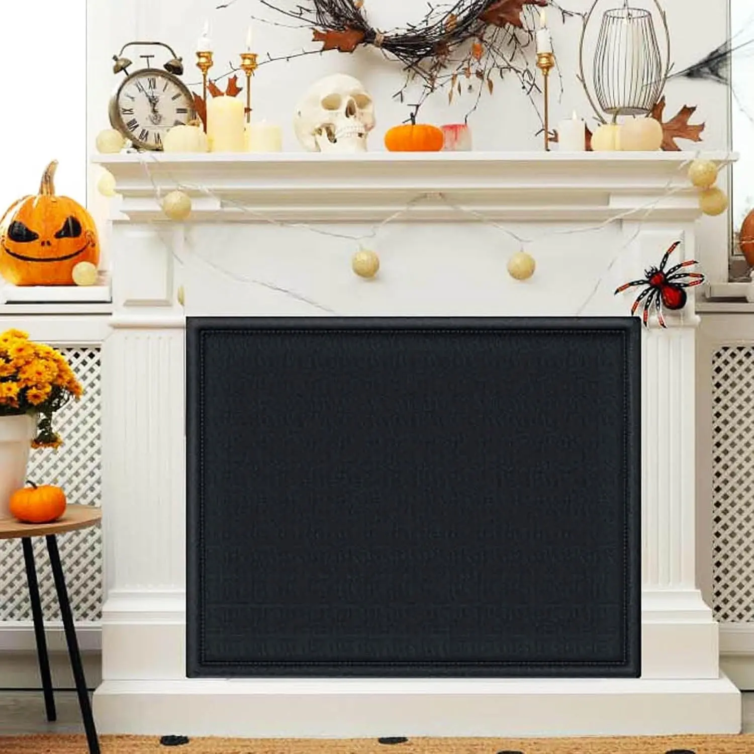 Magnetic Fireplace Draft Cover, Fireplace Blocker Blanket Stops Heat Loss, Adjustable Fireplace Draft Stopper Save Energy for Indoor Iron Frame Black 36" W x 32" H