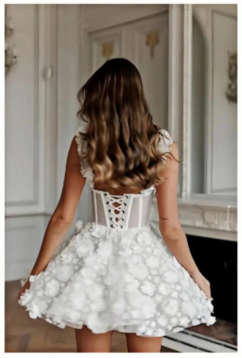 2026 New Arrival Spaghetti Strap Short Light Wedding Dress – Unique Design Bride Engagement Civil Ceremony Dress, Elegant High-End Minimalist Wedding Gown
