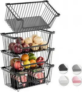 Stackable Wire Baskets for Pantry Organizers and Fruit Basket for Storage Metal Potato Onion Storage