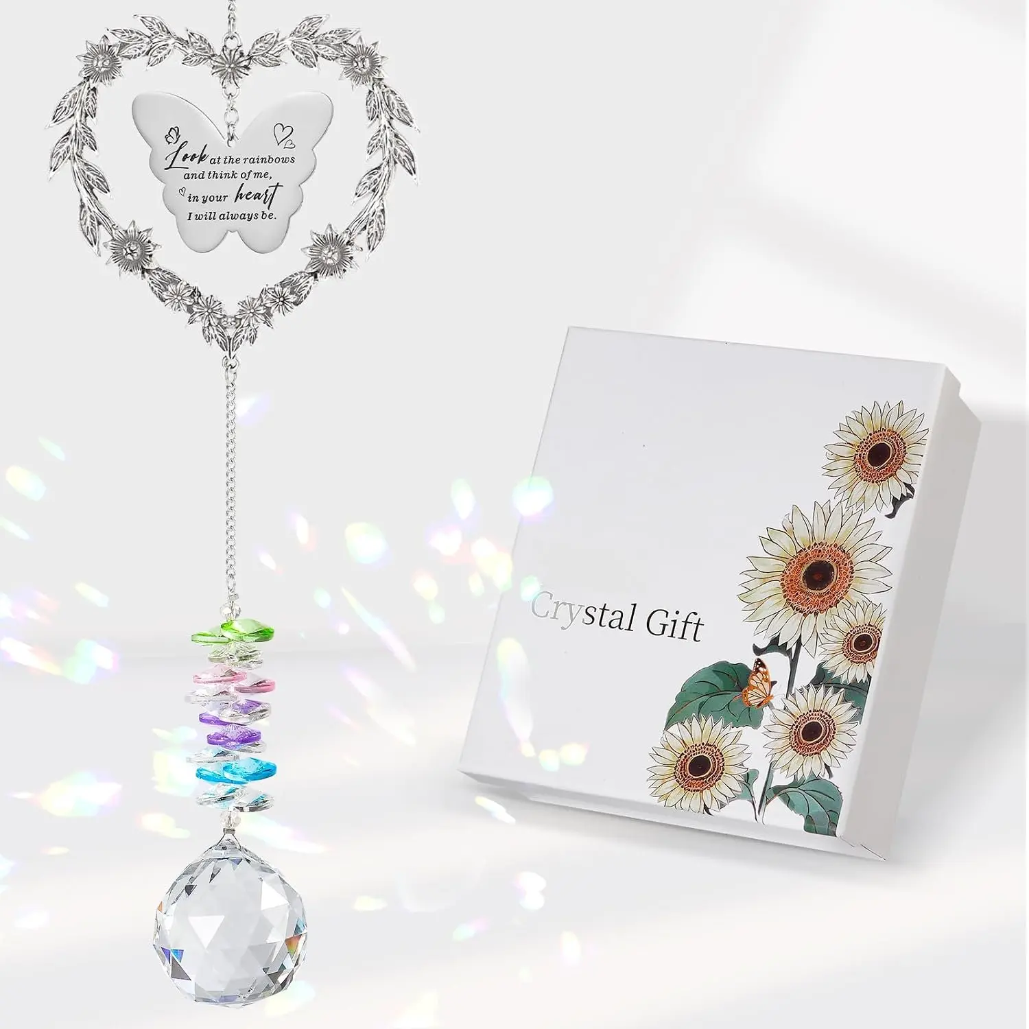 Sympathy  for Loss of Loved Ones, Grief Memorial Suncatcher Ornament | Miscarriage Gifts for , Bereavement  Ornament with Card, Sorry for Loss of Dad Mom , Heart Shaped Design