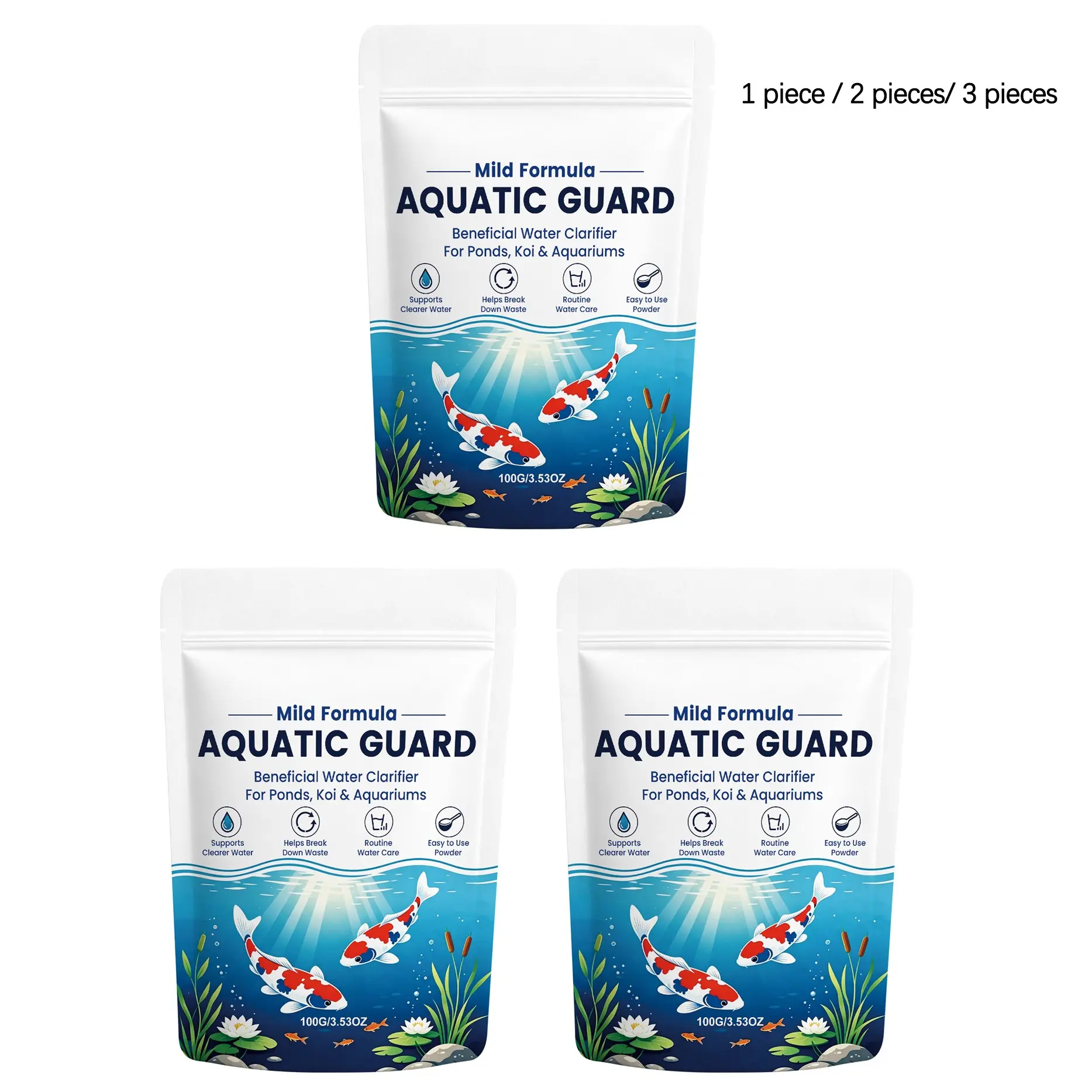 Water Clarifier Powder (100g/100g*2/100g*3), Pool Cleaning, Clear Water, Improve Water Quality, Fresh Water, Fish Pond Landscape